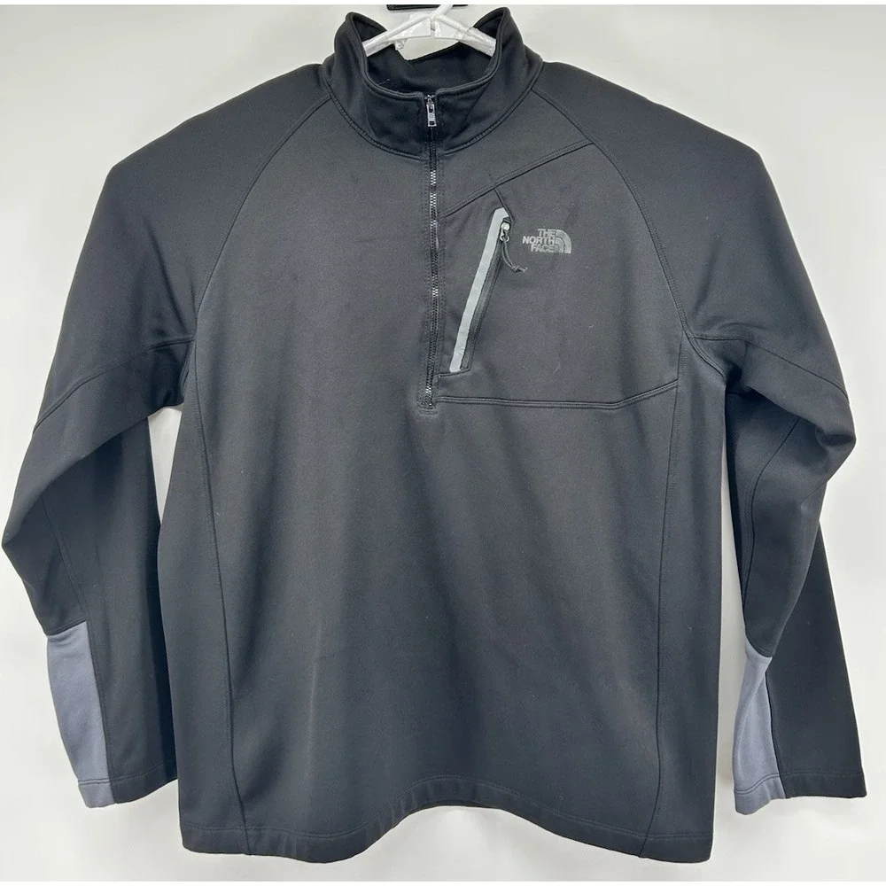 The North Face Quarter Zip Long Sleeve Pullover‎ Jacket Black Men's Size XL